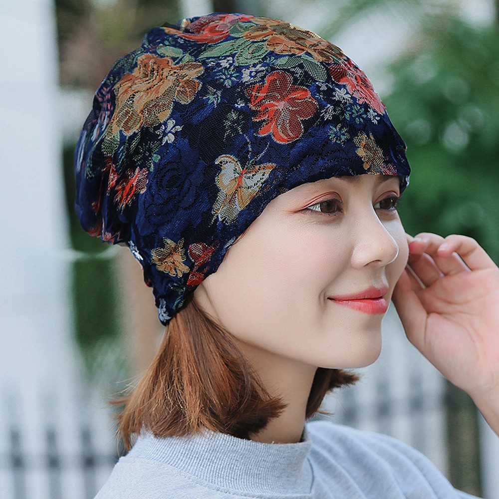 Printemps automne mince femmes Skullies bonnets dame mode dentelle conception chapeaux pour filles Feminino Stretch Turban inde musulman Wrap
