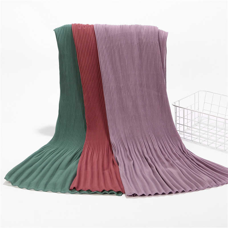 Écharpe plissée en mousseline de soie froissée pour femme, hijab à capuche, châle de haute qualité, bandeau de sauna musulman, turban enveloppant