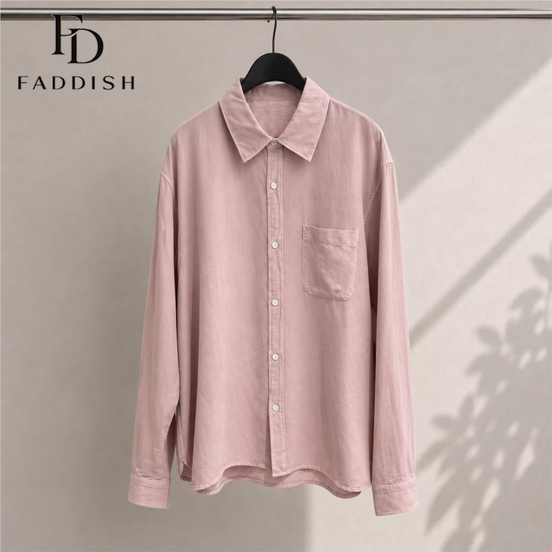 Chemise Homme Printemps Automne Nouvelle Mode Rose Manches Longues Haute Qualité Décontractée Unie Polyvalente Coton Vêtement d'extérieur Masculin