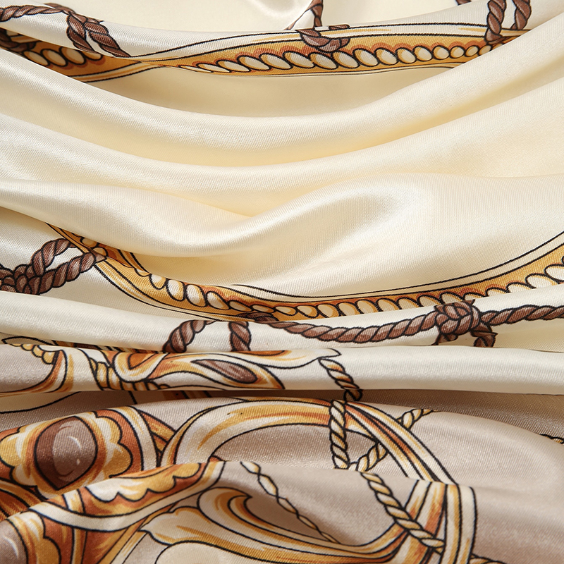 InjSatin-Foulard Carré Imprimé pour Femme, 90x90cm, Mouchoir de la raq, 256 Satin, Turban Floral Rond