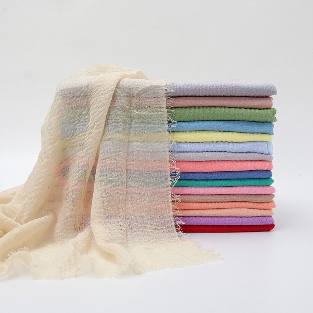 Femmes foulards voile 10 couleurs plissé plaine Hijab coton lin rides froissé Hijab écharpe ondulation Hijab