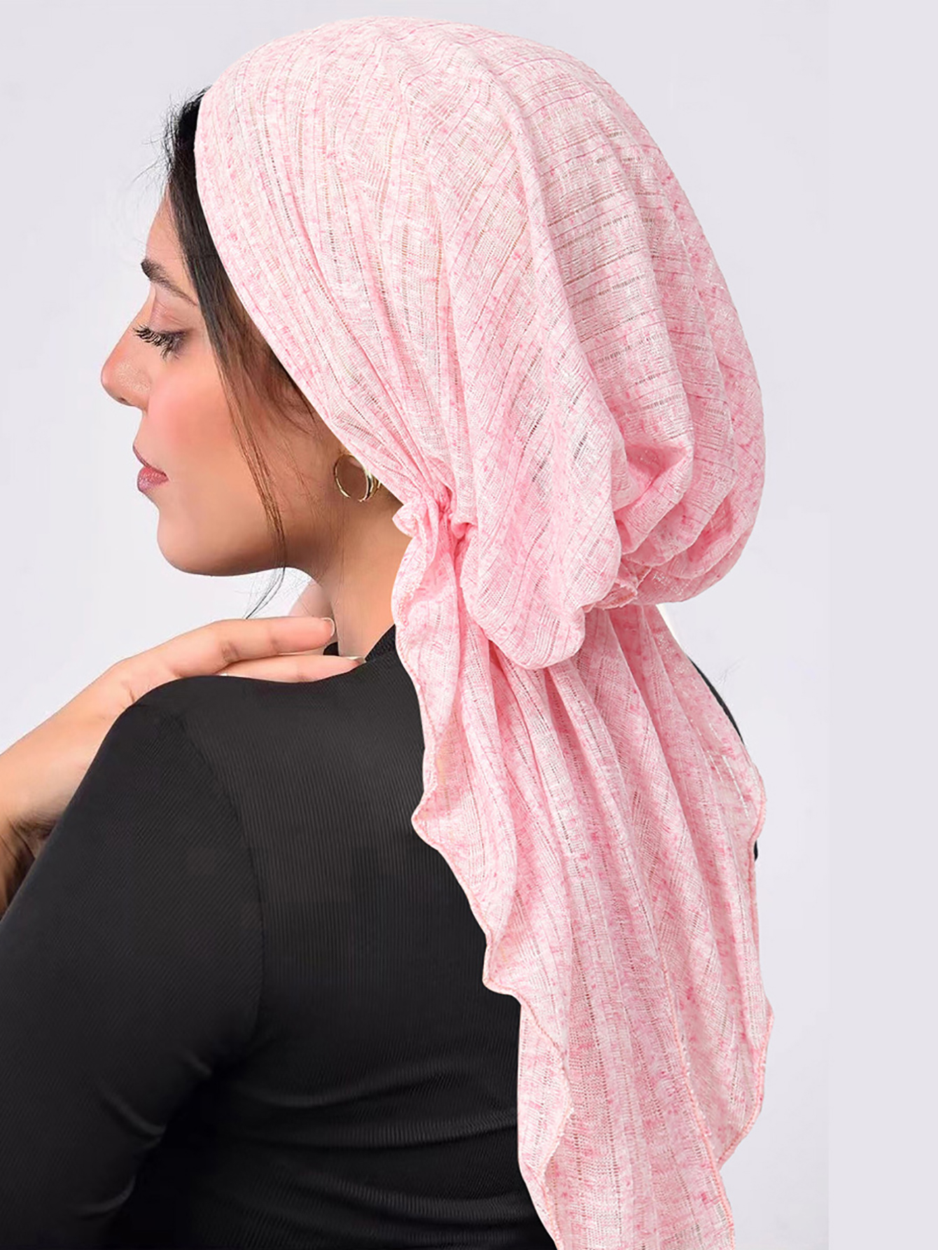 Casquettes Hijab musulmanes froissées de couleur unie, Turban doux et élastique à longue queue, Bonnet à la mode pour femmes, coiffure portable