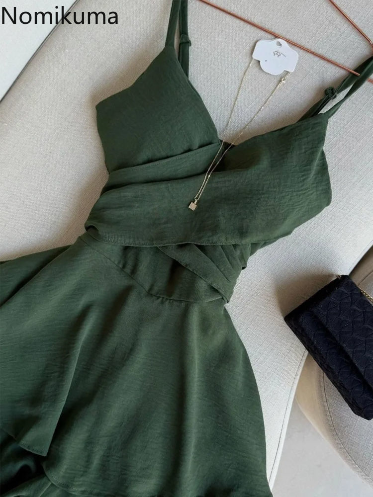 Robe d'été Chic femmes vêtements couleur unie sans manches fronde Robe Femme 2025 robes De Mujer taille mince plis Mini robes