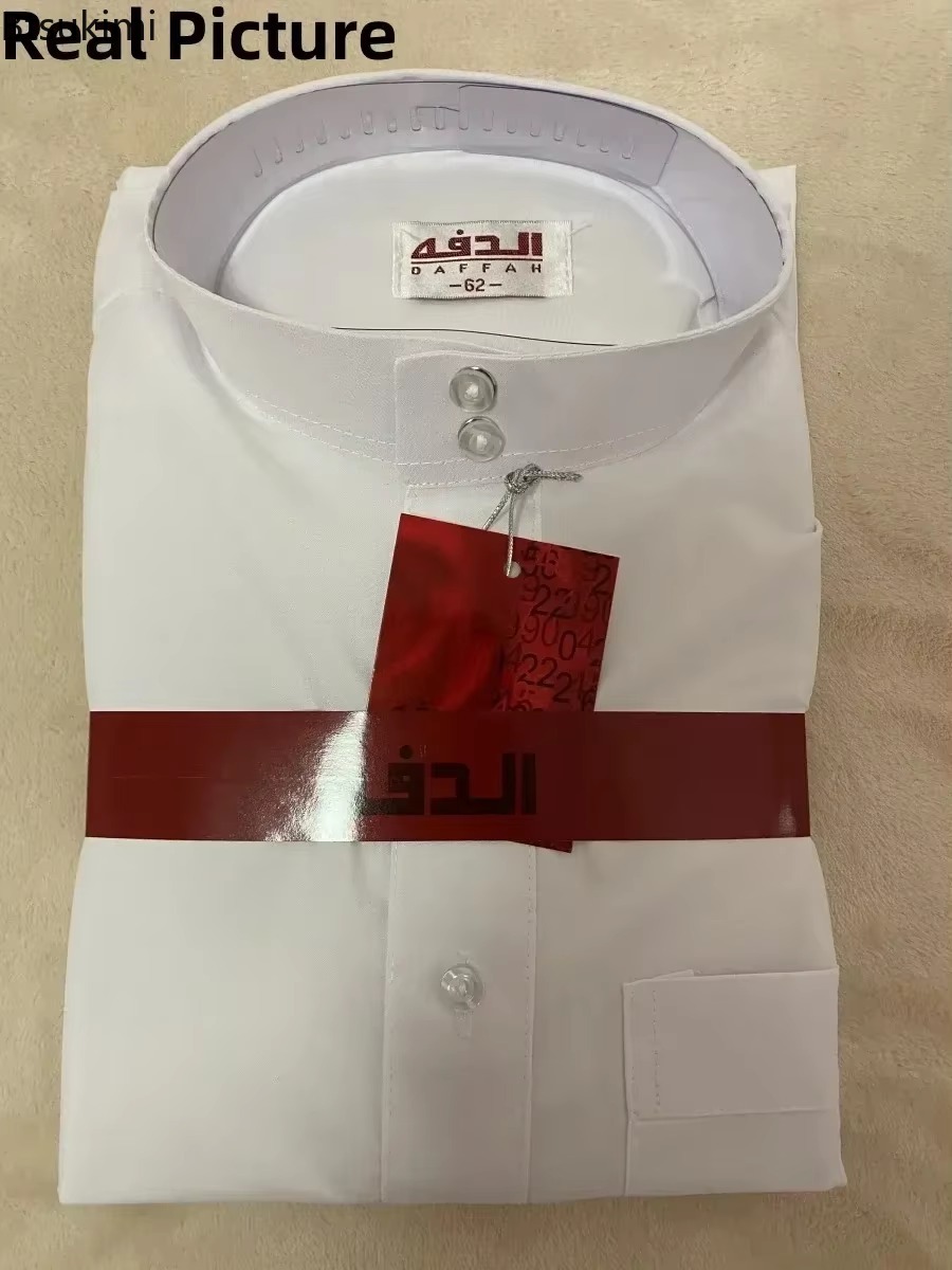 Robe musulmane pour hommes islamique Ramadan Juba caftan Dishdash Robe arabe couleur unie col à manches longues T-shirt ample Robe tunique nouveau
