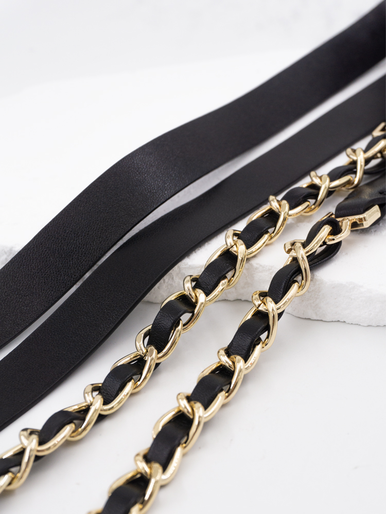 Ceinture fine nouée en cuir de mouton souple, ceinture à chaîne décorative élégante, style ichi ed