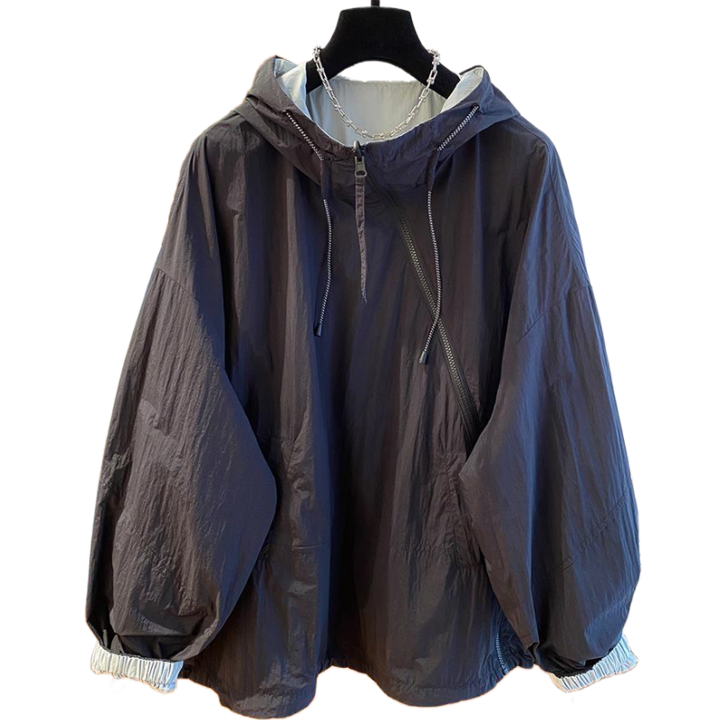 Femmes vestes à capuche diagonale fermeture éclair conception Vintage veste 2025 printemps automne nouveau Baggy mode à manches longues chemise