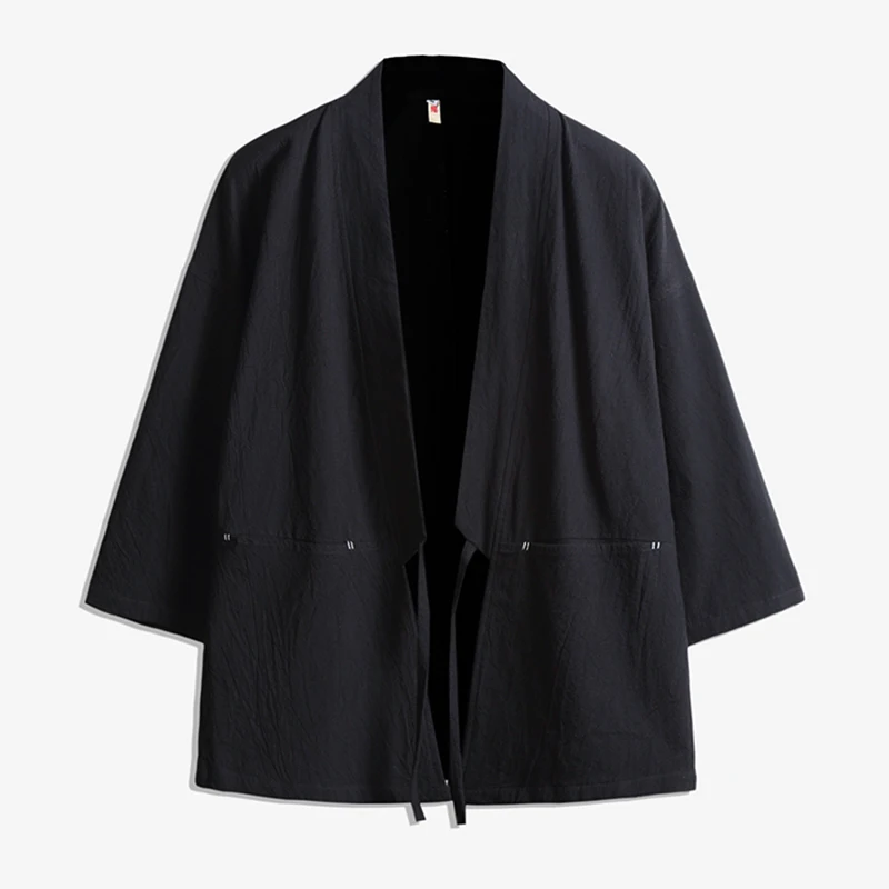 Chemise d'été pour homme, Kimono chinois, Chemise en coton à points ouverts, Cardigan de couleur unie, Streetwear japonais, Chemises fines, Vêtements