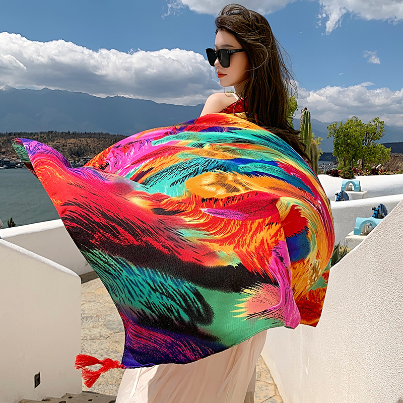 Mode femmes plage écharpe bohême fleur été Hijab châles et enveloppes femme Foulard Echarpe concepteur Pashmina Bandana 2023