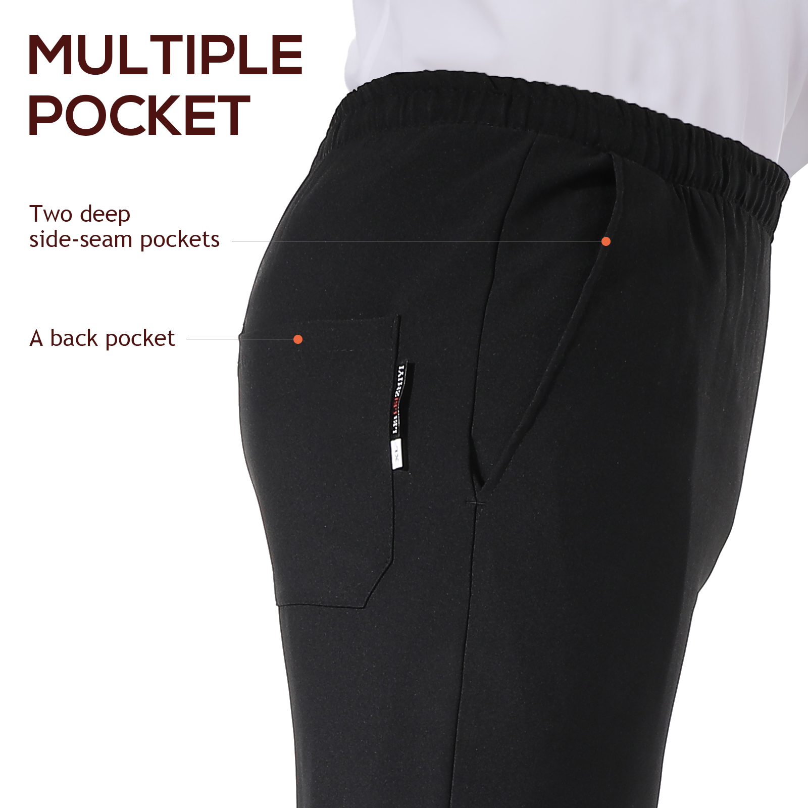 Une paire de vêtements de travail de chef pantalons durables pantalons de chef en matériau respirant-taille S (noir) pour hommes Filipina