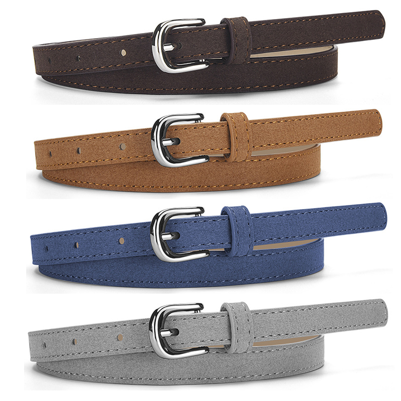 Ceinture fine en daim et cuir Pu pour femmes, Design Simple, mode décontractée, polyvalente, accessoires pour jeans, ceinture à boucle ardillon