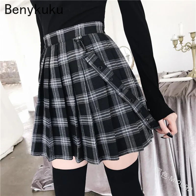 Jupes plissées Vintage à carreaux pour femmes, taille haute, ligne a, 5XL, Mini jupe gothique Punk, Style Preppy, jupes courtes pour dames, 2025
