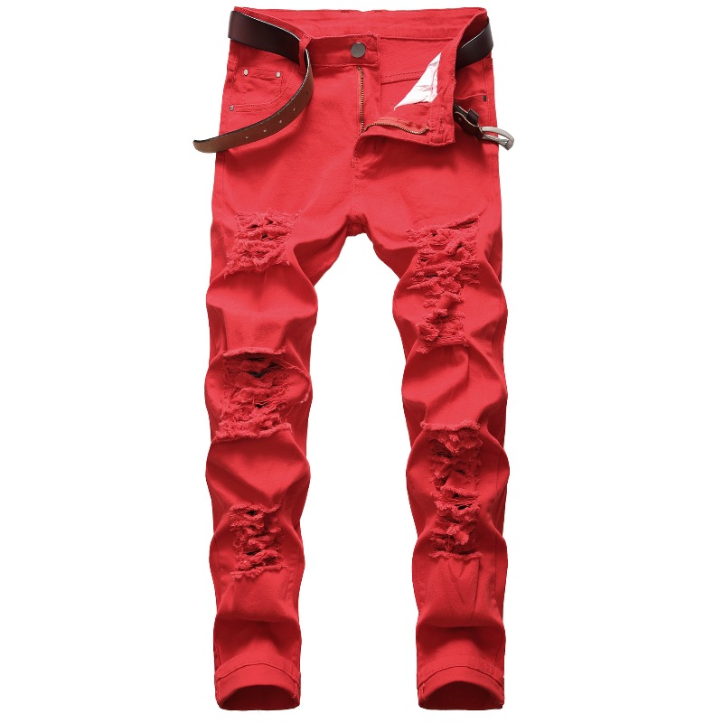 Nouveaux jeans extensibles pour hommes, doté d'un design multi-ribut distinctif et un tissu élastique, vitrine de style individuel.