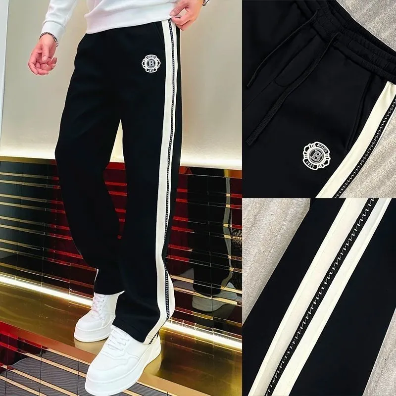 Pantalon à jambes larges polyvalent de Style coréen pour hommes, pantalon droit décontracté à rayures simples et à la mode