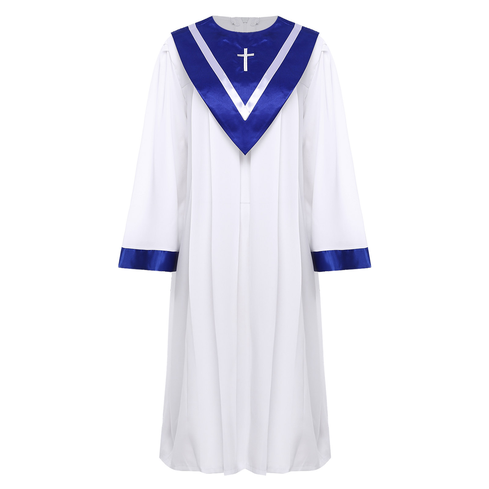Robes de chorale mates unisexes pour robe de remise de diplôme d'église, Costume de spectacle avec étole en forme de V, Robes de fête de Festival pour femmes et hommes