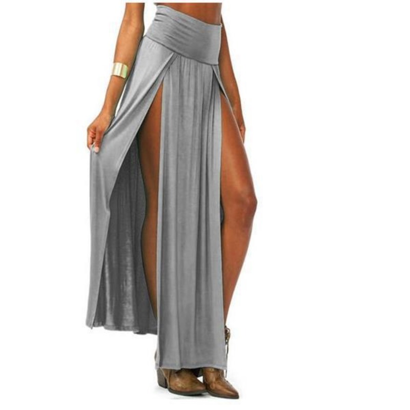 Jupe longue à taille haute sexy et tendance pour femme, jupe longue à ouverture frontale pour femme, jupe longue jusqu'au sol, robe de soirée