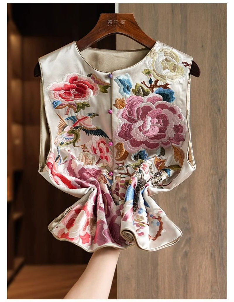 Gilet femme vestes femme nouveau gilet chinois brodé femme Unique et Unique Super beau Style léger manteau de finition empilé