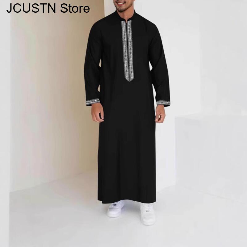 Robe longue musulmane pour homme, col zippé, style arabe simple, veste, manteau, tenue musulmane transfrontalière pour homme, vêtements saoudiens