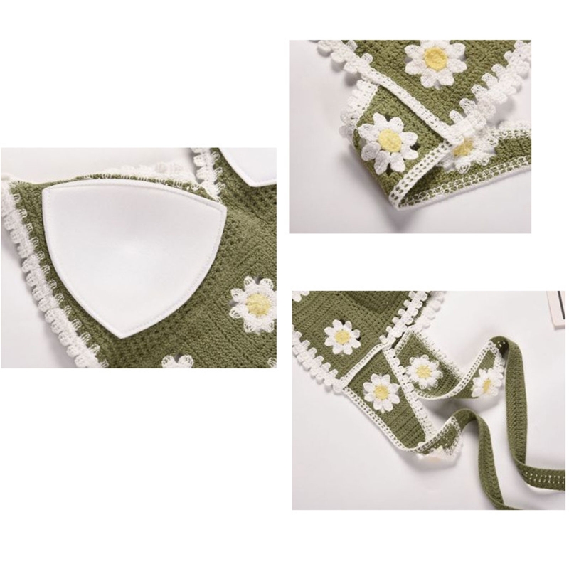 Haut de plage court en Crochet pour femmes, Sexy, style Boho, soutien-gorge col licou, tricot, dos nu, débardeur