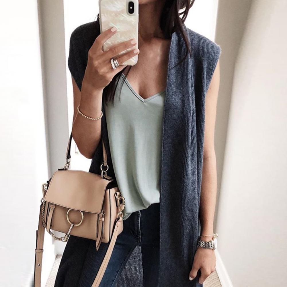Cardigan femme couleur unie gilet Long pour femme respirant mi-long Cardigan gilet manteau avec coupe élastique ample