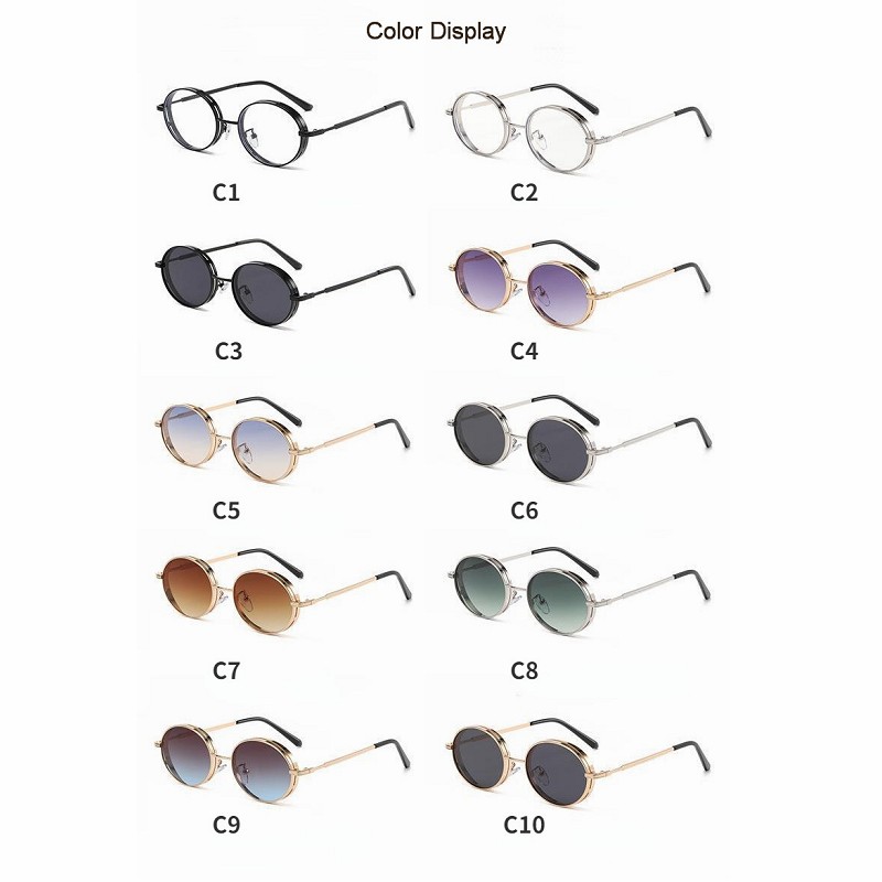 Lunettes de soleil ovales Steampunk pour femmes, lunettes de soleil rétro pour hommes et femmes, créateur de marque, monture en métal