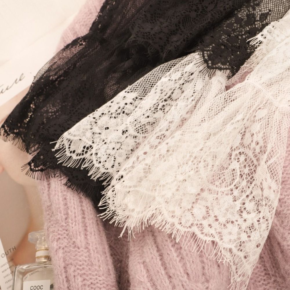 Nouvelles Blouses Noires en Dentelle à Manches Longues Évasées en Maille, Blouses en Maille à Col Montant avec Broderie Florale, Blouse Transparente pour la Saison Estivale