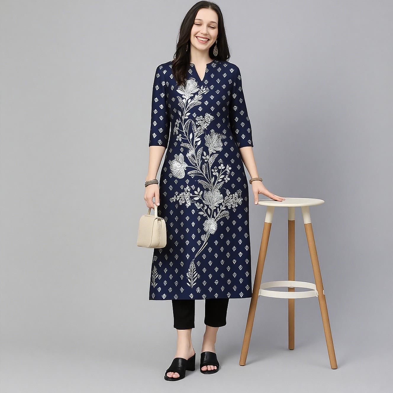 Femmes musulmanes Kurt à la mode et élégant Tube droit décontracté motif paon nouvelle robe confortable Islamitische Dames Kleding