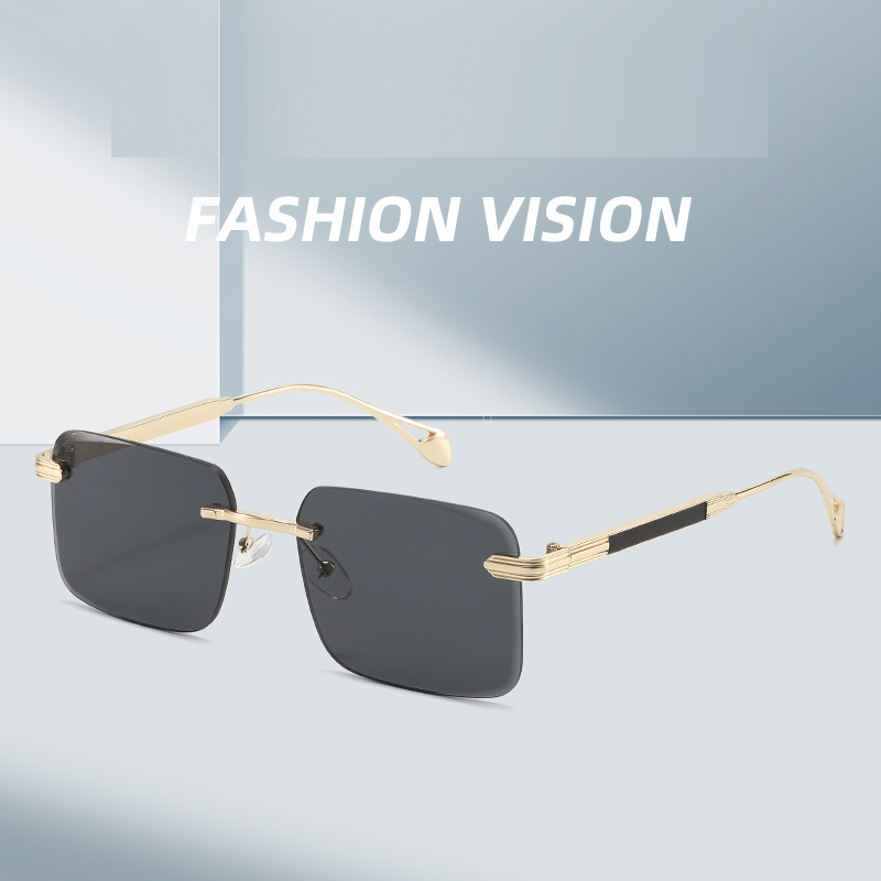 Lunettes de soleil carrées en métal de luxe pour hommes, femmes, unisexe, lunettes de soleil de créateur, sans monture, lunettes de soleil unisexes, protection UV400