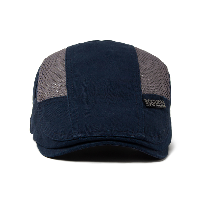 Casquette en maille béret pour hommes mode lettre étiquette bérets été coton respirant pare-soleil femmes décontracté bec de canard chapeau réglable