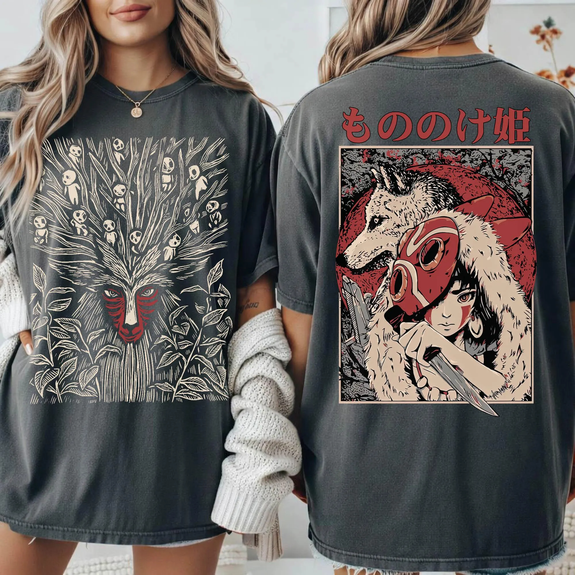T-shirt Mononoke vintage pour femmes grande taille, été, coton respirant, élégant, polyvalent, style streetwear, surdimensionné