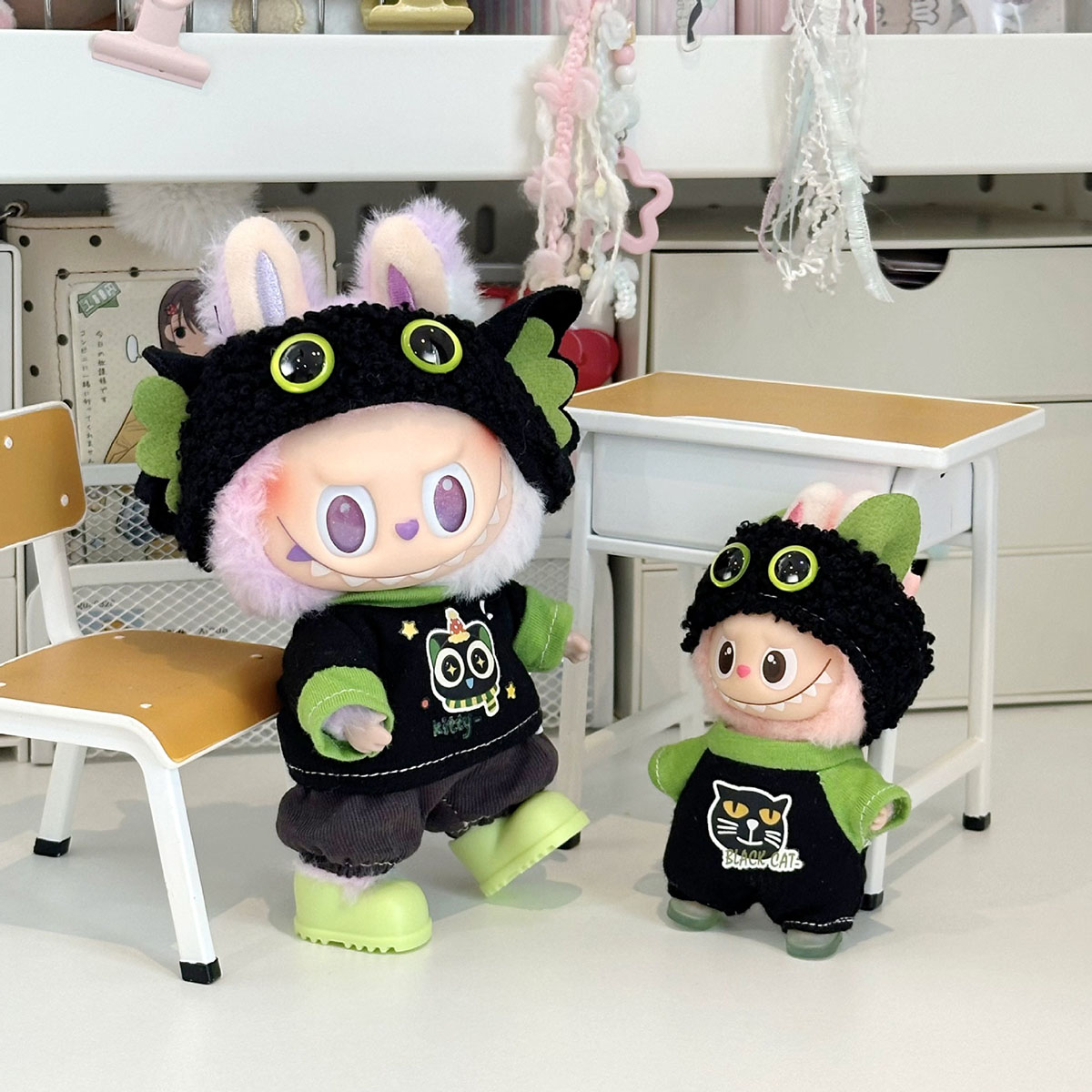 [Pas de poupée] vêtements de poupée en peluche Luo Xiaohei ensemble Parent enfant pour vêtements de poupée Labubu bricolage vêtement costume accessoires