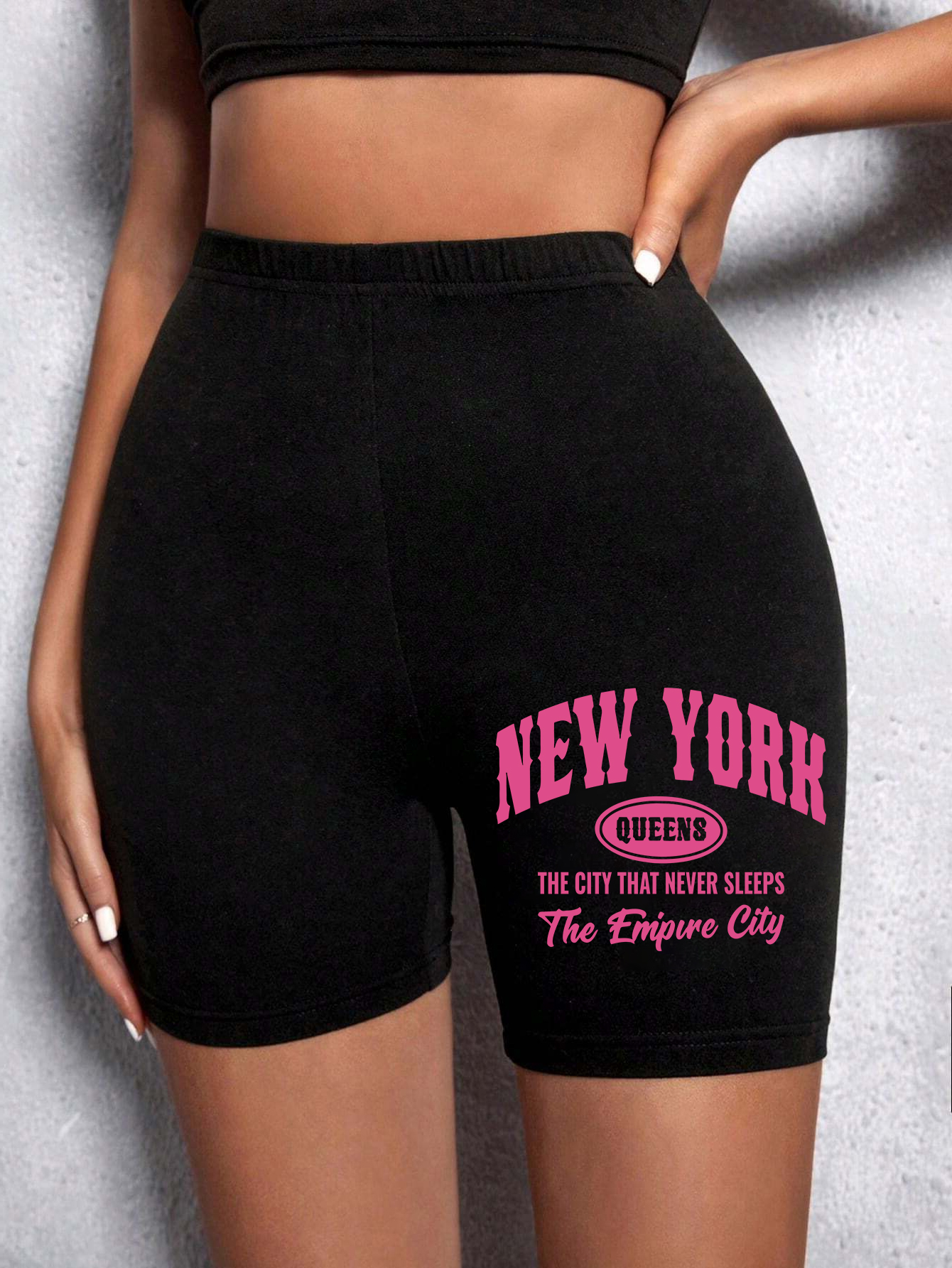 Short de Sport d'été pour femmes New York l'émipure City lettre impression Fitness pantalon court extensible mince doux femme Sport jurer