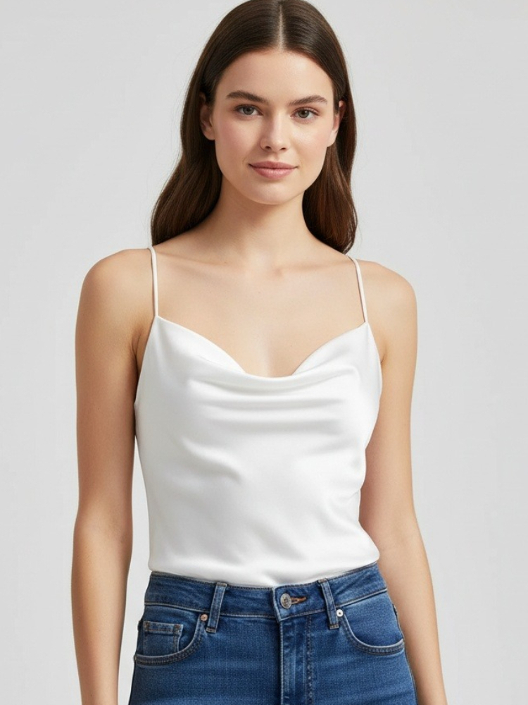Débardeurs en satin de soie pour femme, collection été 2026, sexy, basiques, à fines bretelles, sans manches, camisoles, gilets, noir et blanc