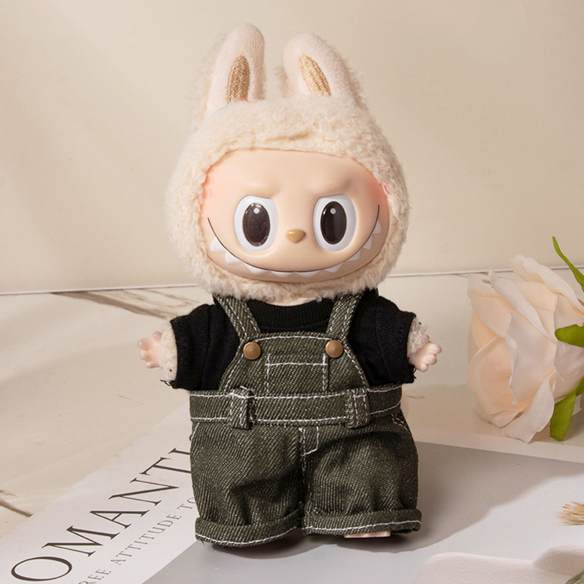 Vêtements de poupée en peluche mignons pour Labubu, salopette couleur bonbon solide, pantalon, tenue, accessoires de poupées