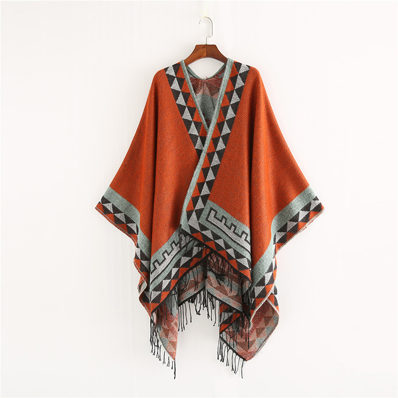 Style indien mode géométrique gland Pashmina Poncho et Capes manteau femmes écharpes automne hiver chaud châle Cachemire foulards