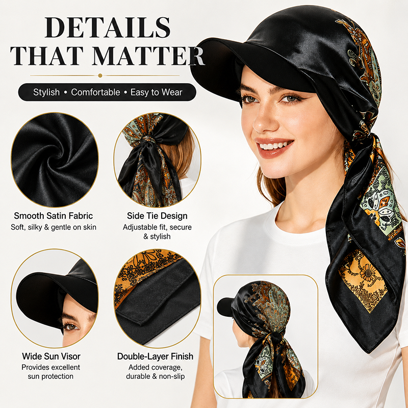 Foulard d'été pour femme en satin, visière imprimée, bandana triangulaire en polyester, couvre-cheveux, protection solaire, chapeau d'extérieur