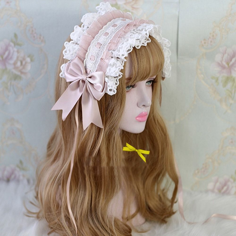 Bande de Sauna à Volants Lolita de Style Japonais, Bandeau avec Nministériels d en Dentelle Brodée d'Étoile Douce, avec Épingles à Cheveux, Coiffure de Cosplay de Demoiselle d'Honneur