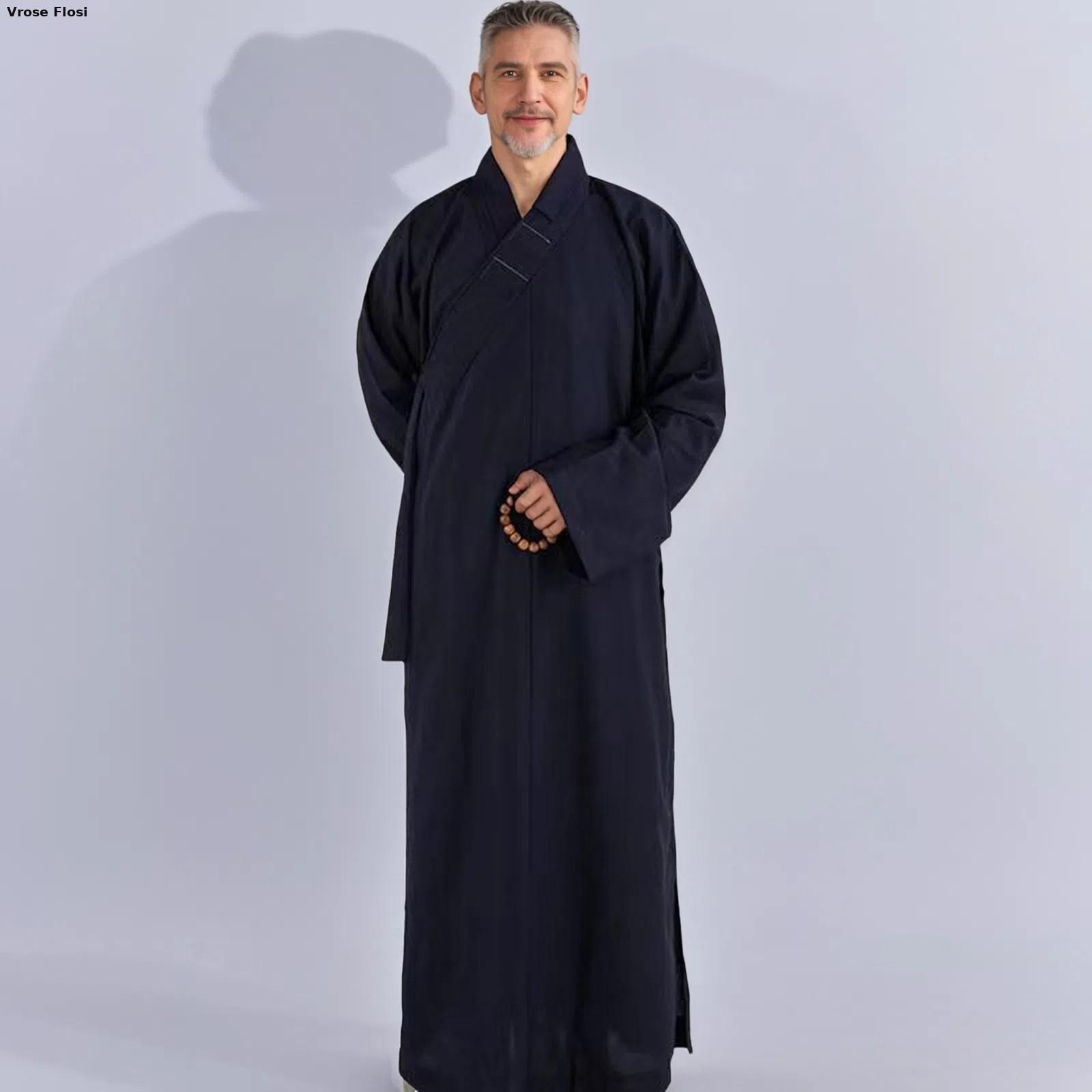 Vêtements traditionnels chinois pour adultes, robes longues pour le bouddhisme, moine bouddhiste, robe de méditation Haiqing pour hommes, nouveau, 2024
