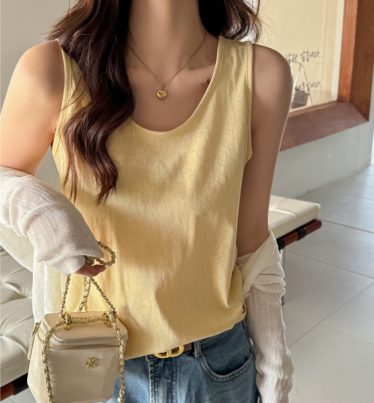 Débardeur coréen décontracté et ample pour femme – Doux, respirant, idéal pour l'été, polyvalent, tendance, sans manches, style streetwear, sport et quotidien