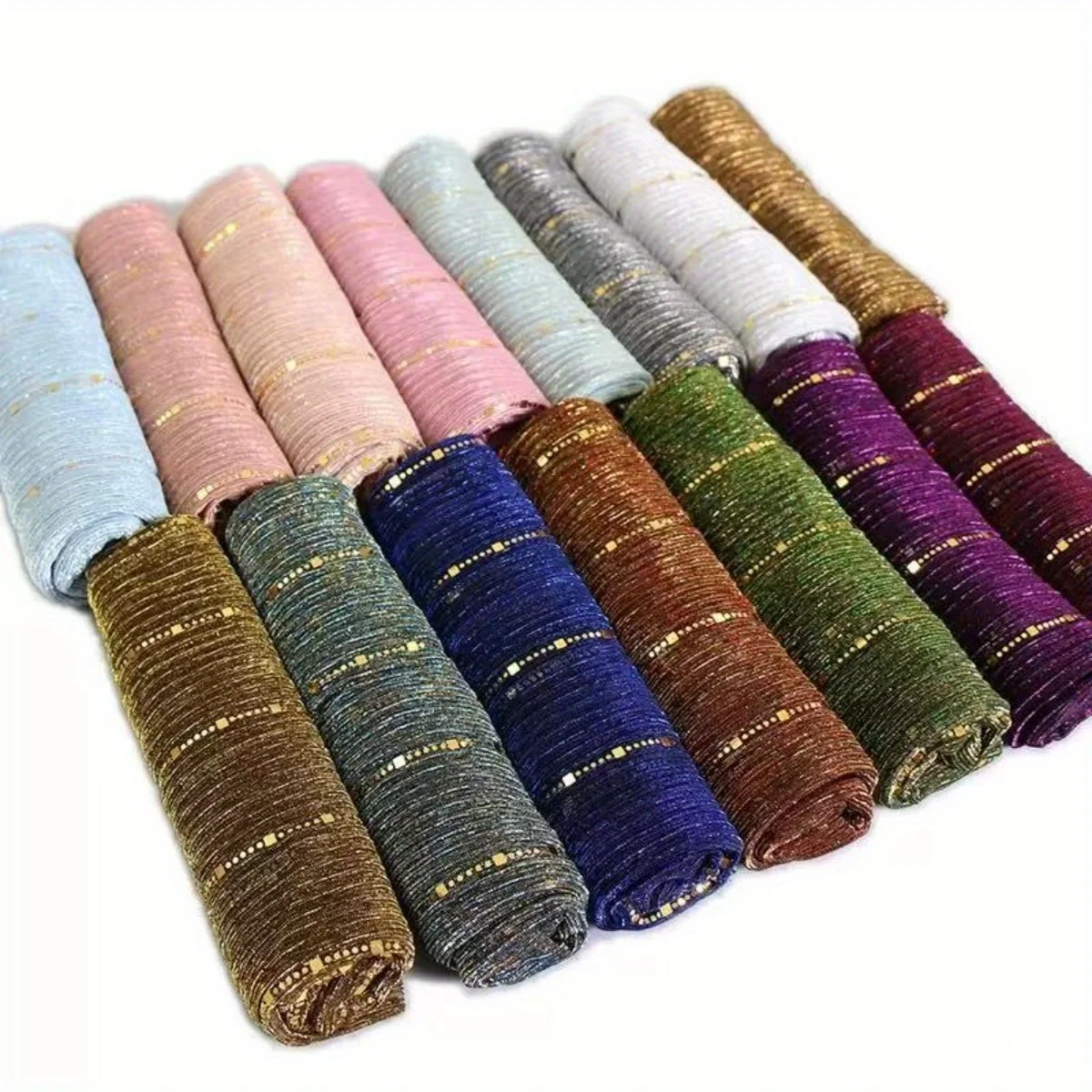 1 pièces printemps et automne femmes haute élasticité sequin chaîne écharpe, mèche soie longue écharpe, écharpe indienne, écharpe en soie coulissante