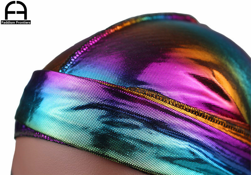 Turban Durag coloré et brillant pour hommes, Turban soyeux, couvre-chef, accessoires pour cheveux, casquette ondulée, chapeau