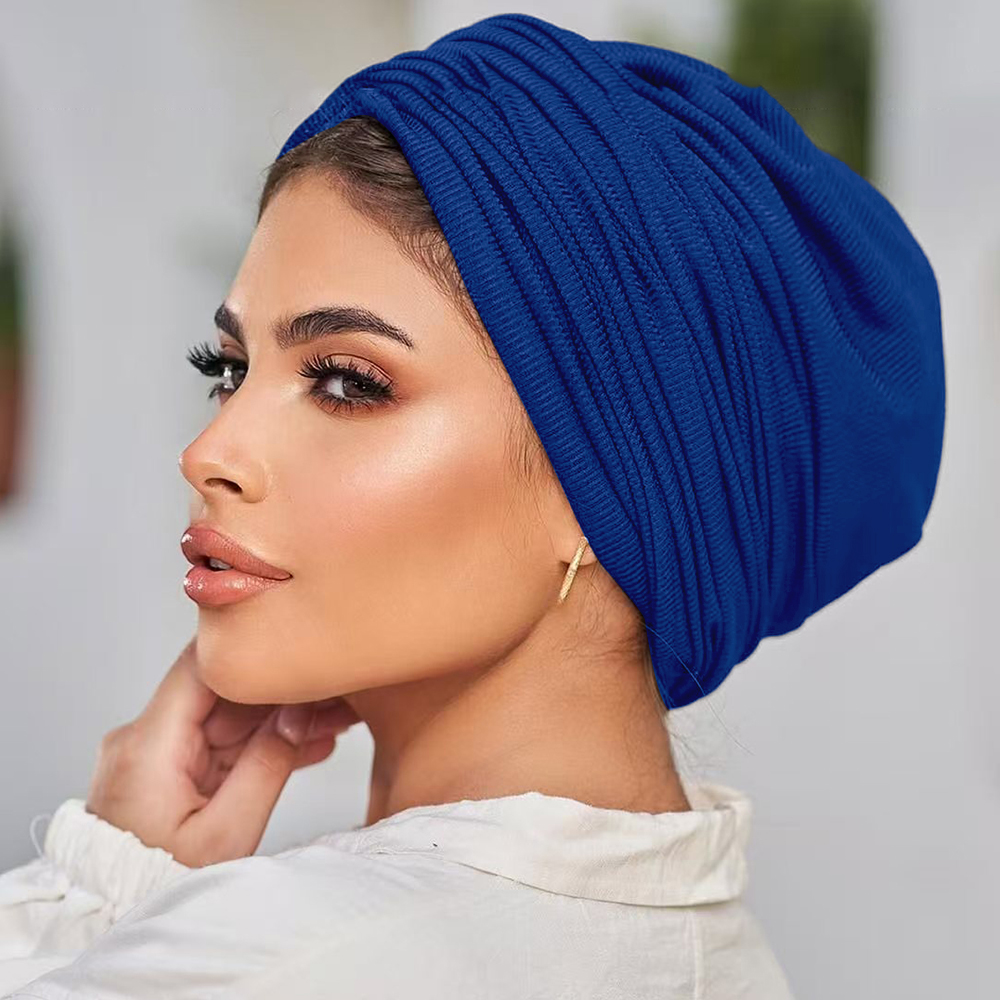 Foulard fileté de couleur unie, conception enveloppée d'une haute élasticité, adapté à diverses circonférences de tête