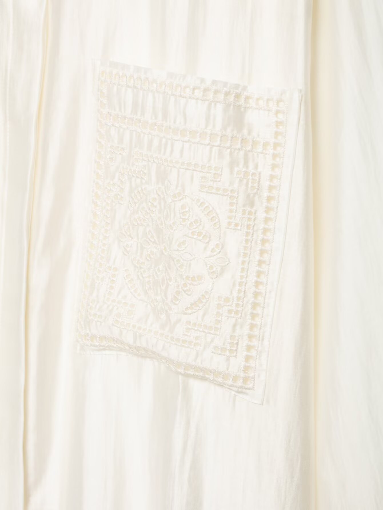 Chemisier élégant texturé BSAY pour femme, col mandarin, patte de boutonnage entièrement ouverte, broderie, poche, manches longues, coupe ample, chemise de bureau