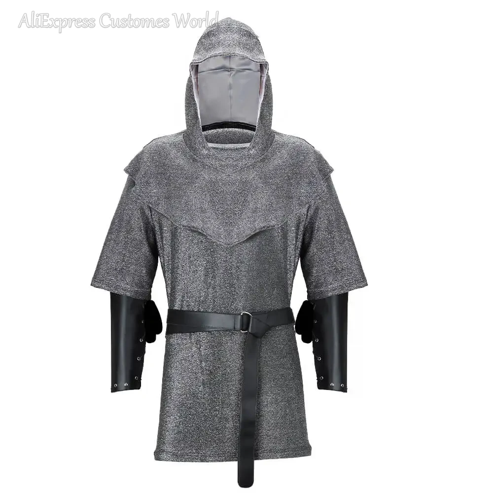 Costume de Cosplay de oral alier Noble Médiéval pour Hommes, Tenues de Renaissance, Armure, Tunique, Capot, Ceinture, Invite, Coif
