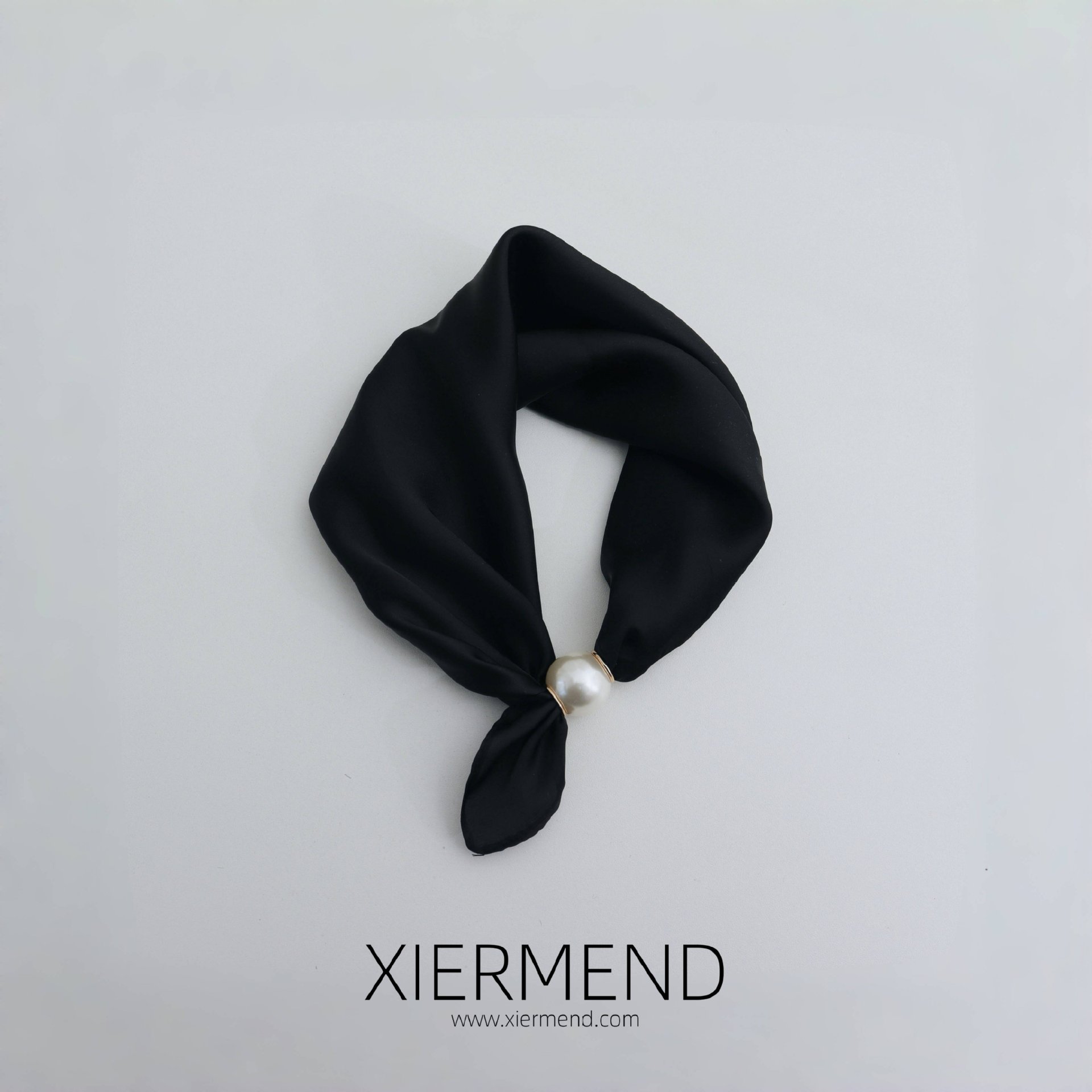 2025 colliers perles boucles magnétiques foulards clavicule courte vêtements accessoires Protection du cou femmes solide foulards en soie