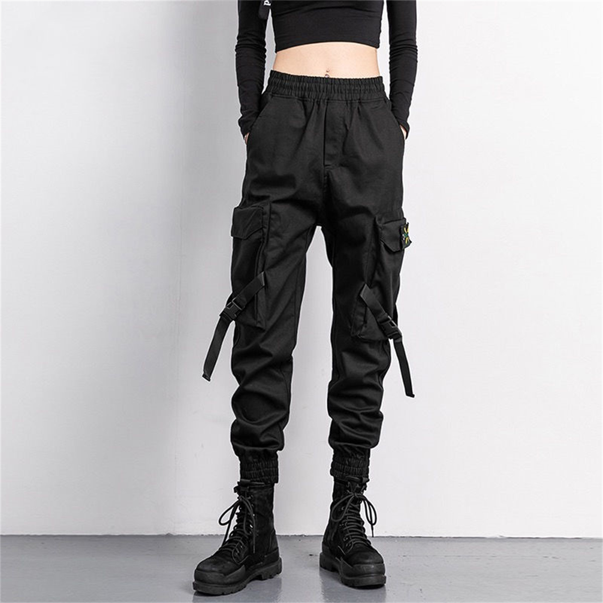 Mode coréenne Cargo pantalon femmes taille haute ample Baggy tactique pantalons de survêtement mode Hip Hop Harajuku Joggers pantalon femme