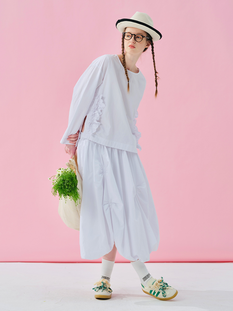 Vêtements féminins, chemises pour femmes, haut à manches longues en dentelle avec empiècements, à volants, avec poche, coupe ample, pull décontracté pour femmes.