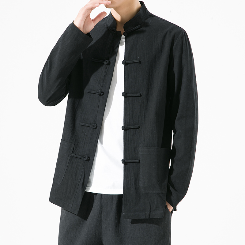 Vêtements traditionnels chinois d'été, chemises amples en coton et lin pour hommes, chemises à col montant, costumes Wu Tang Kung Fu, haut TS-867