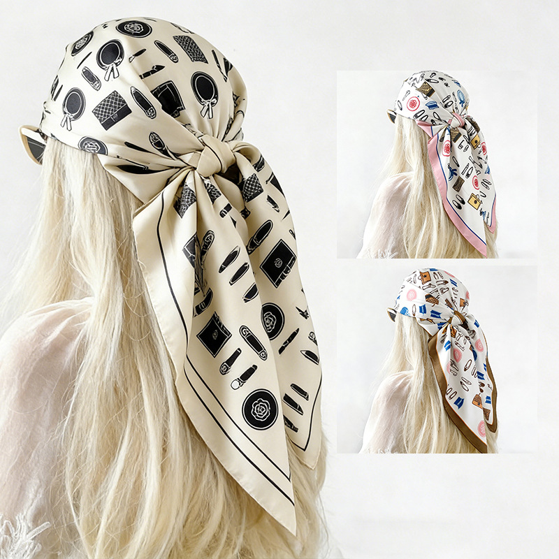 Foulard carré pour femme, hijab, bandana, écharpe en satin, châle coupe-vent imprimé pour femme, couvre-chef