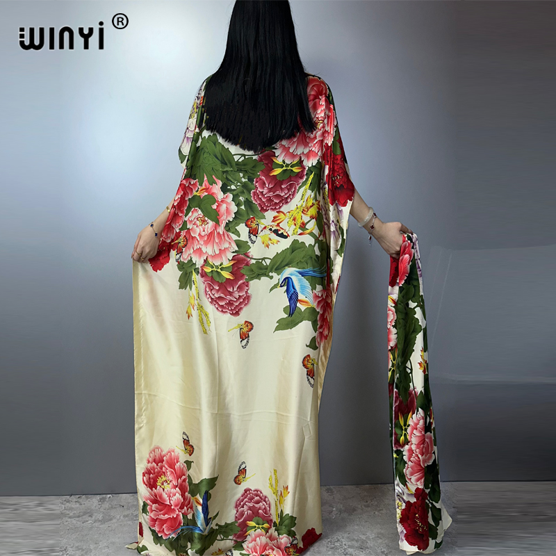 WINYI Robe traditionnelle africaine musulmane pour femme, Abaya Dubaï, Kaftan de luxe, Robe de soirée élégante, Robe longue maxi, Tenue de plage
