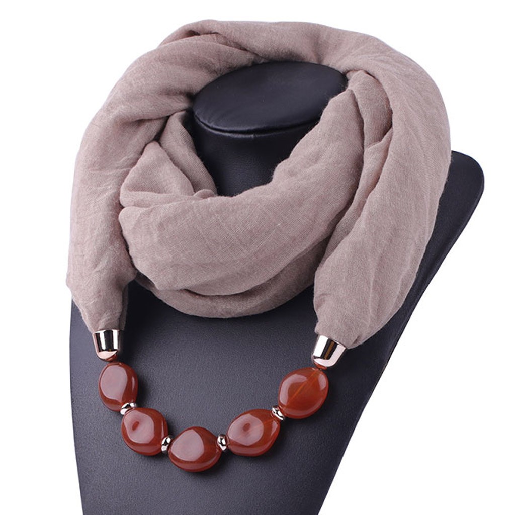 Scraf femmes coton lin collier pendentif écharpe mode Style ethnique doux collier vacances couleur unie collier écharpe cou